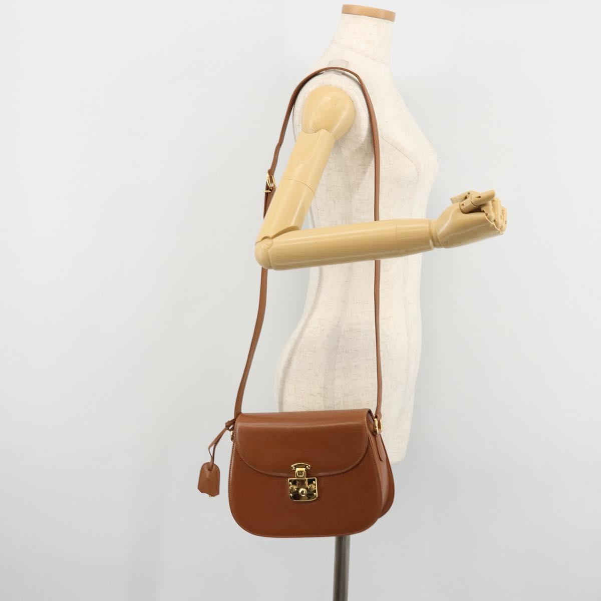 GUCCI Ready Lock Shoulder Bag Leather Brown Gold 001 46 1469 Auth ka4039A