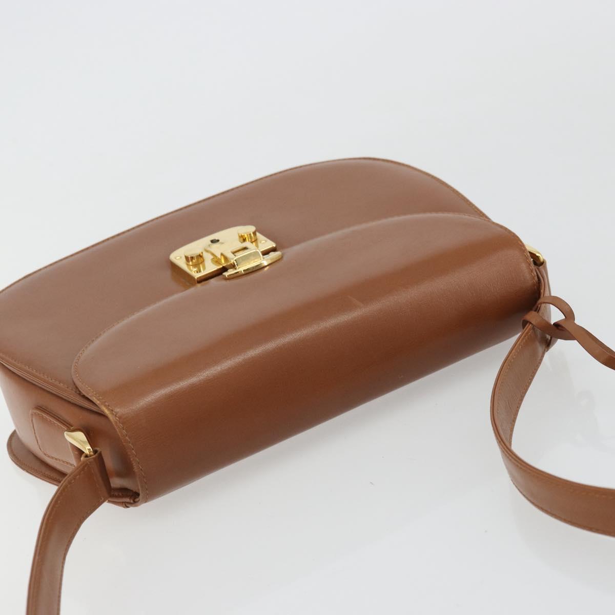 GUCCI Ready Lock Shoulder Bag Leather Brown Gold 001 46 1469 Auth ka4039A