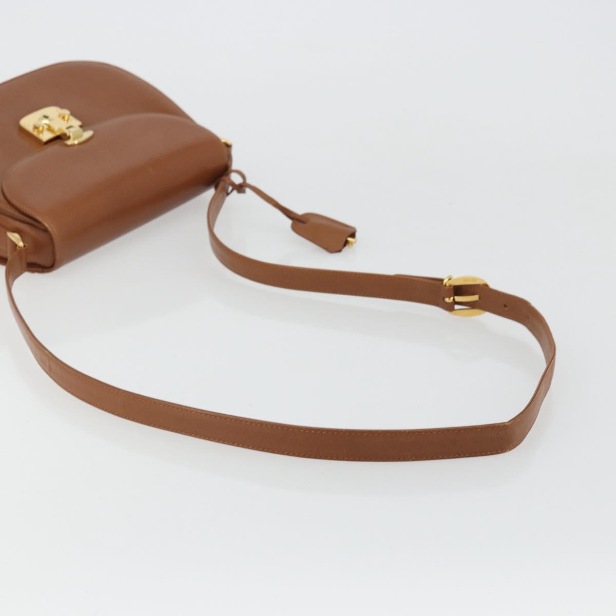 GUCCI Ready Lock Shoulder Bag Leather Brown Gold 001 46 1469 Auth ka4039A