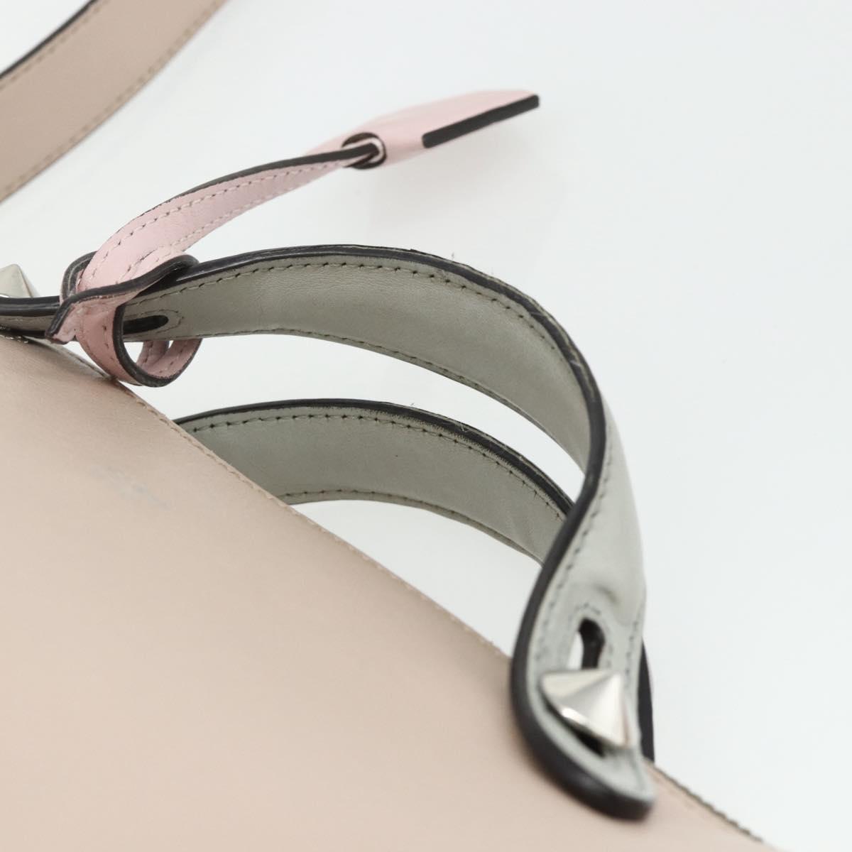 FENDI By The Way Shoulder Bag Leather 2way Beige Silver Auth ka4047A