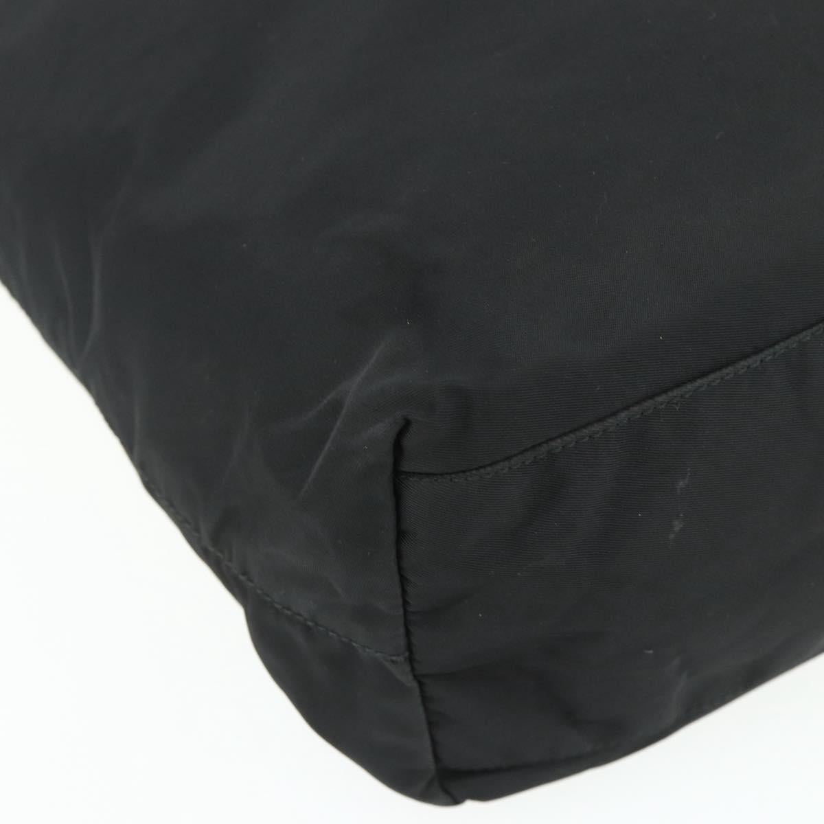 PRADA Tote Bag Nylon Black Silver Auth ka4054