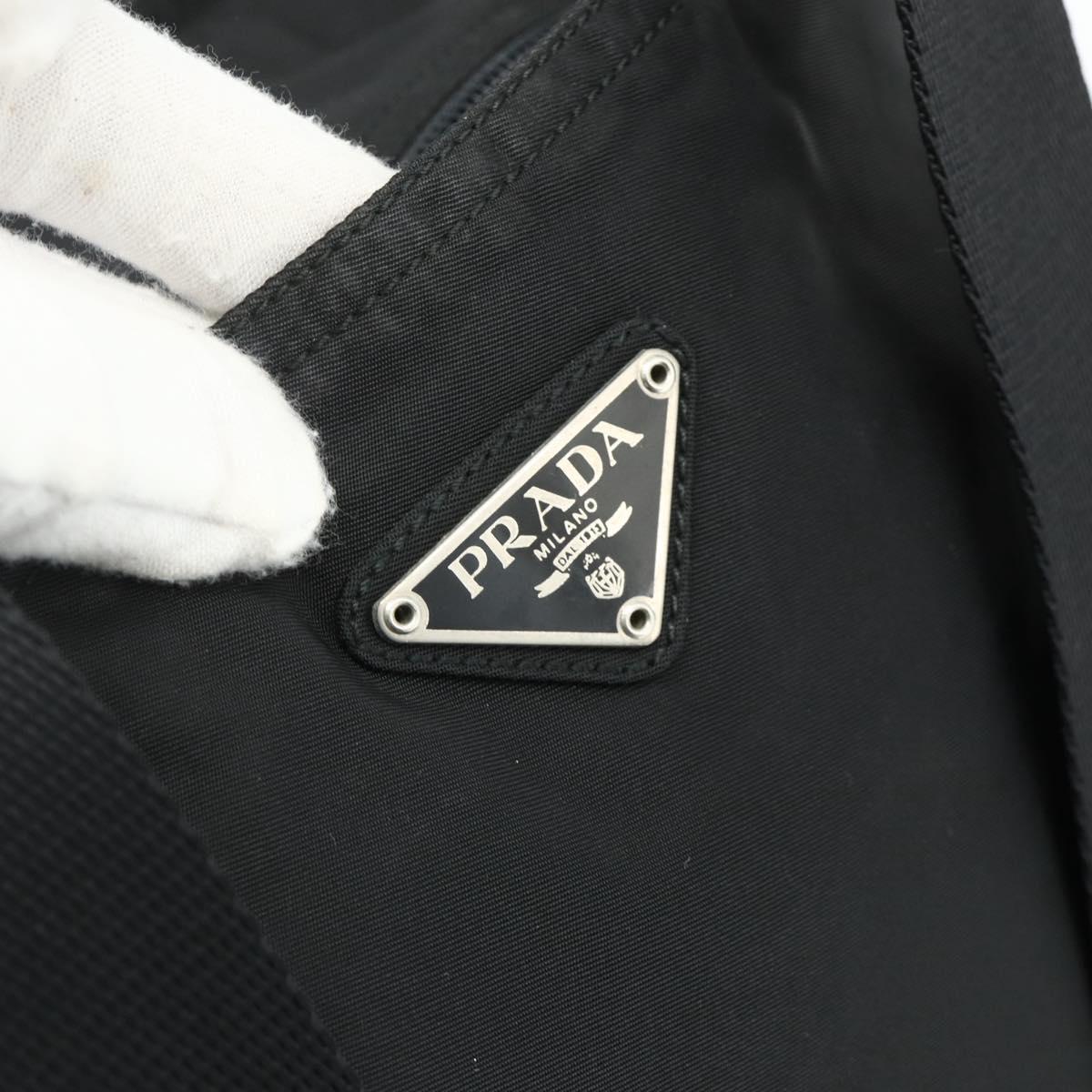 PRADA Tote Bag Nylon Black Silver Auth ka4054