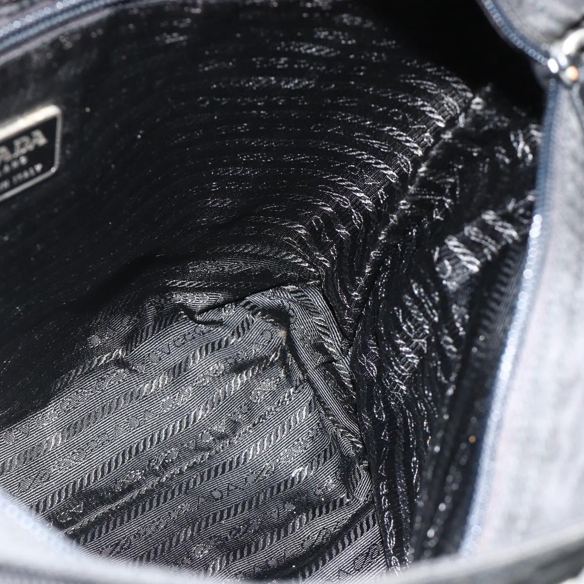 PRADA Tote Bag Nylon Black Silver Auth ka4054