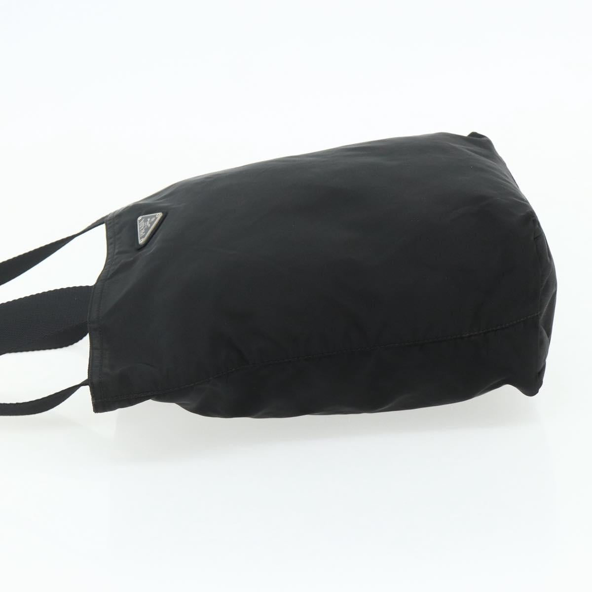 PRADA Tote Bag Nylon Black Silver Auth ka4054