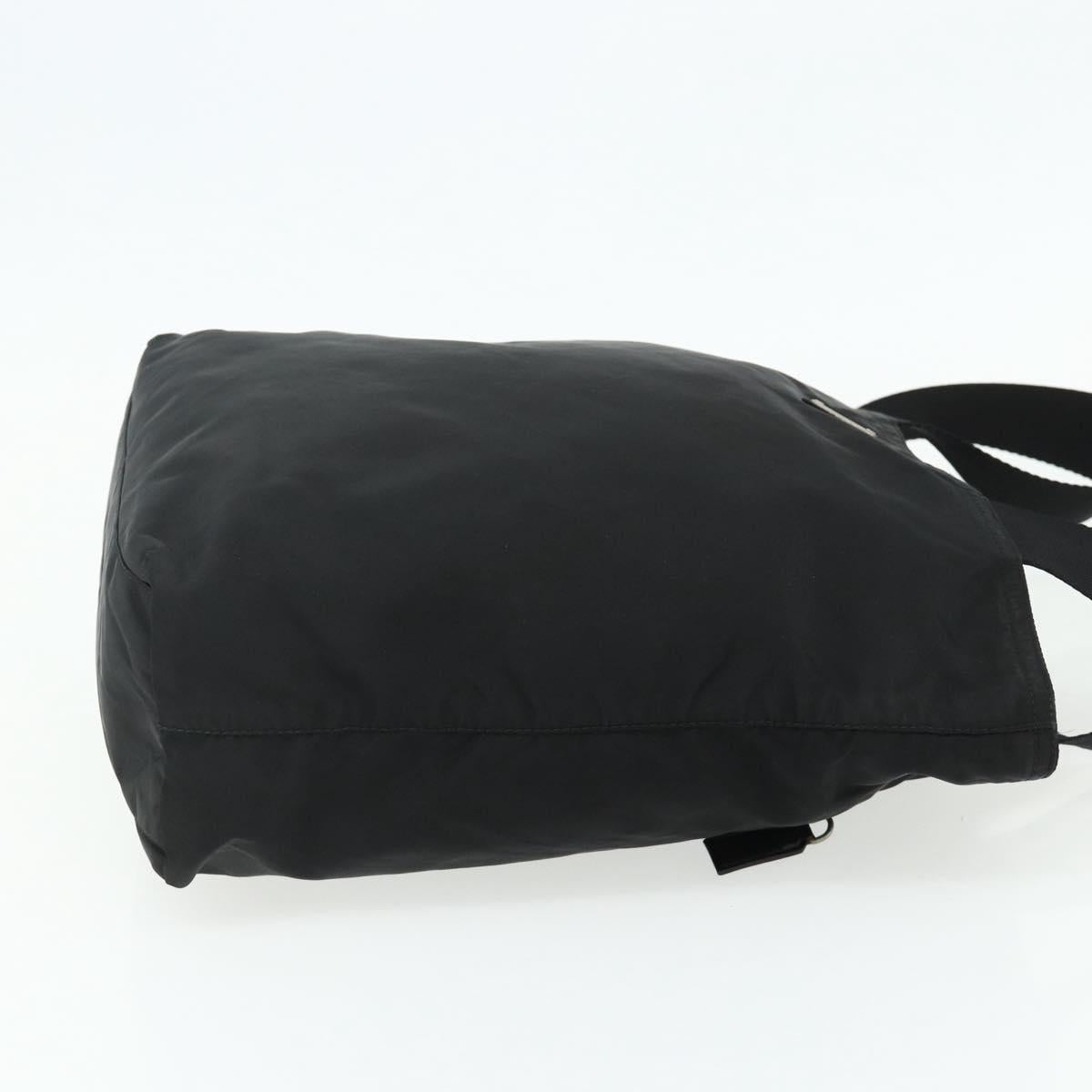 PRADA Tote Bag Nylon Black Silver Auth ka4054