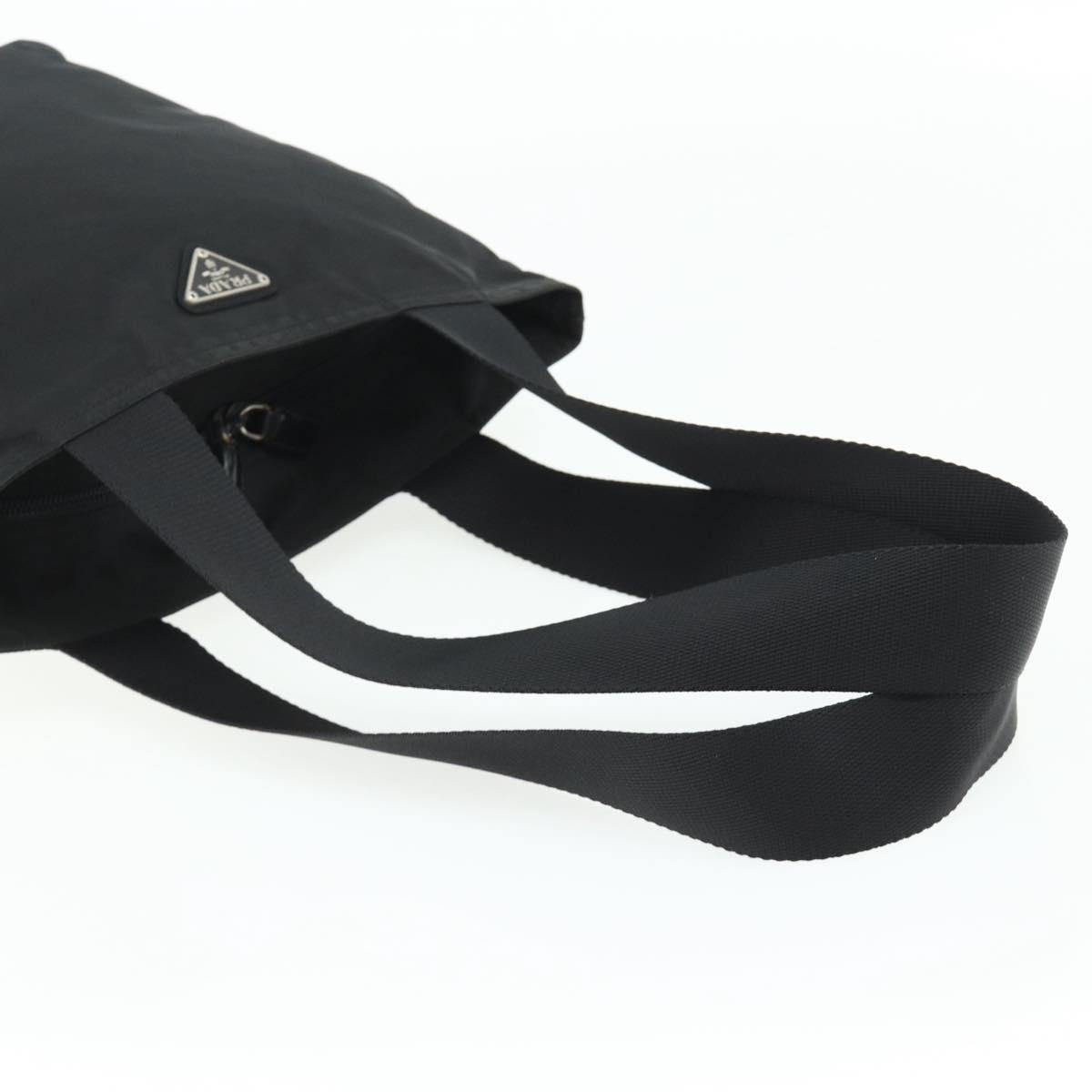 PRADA Tote Bag Nylon Black Silver Auth ka4054