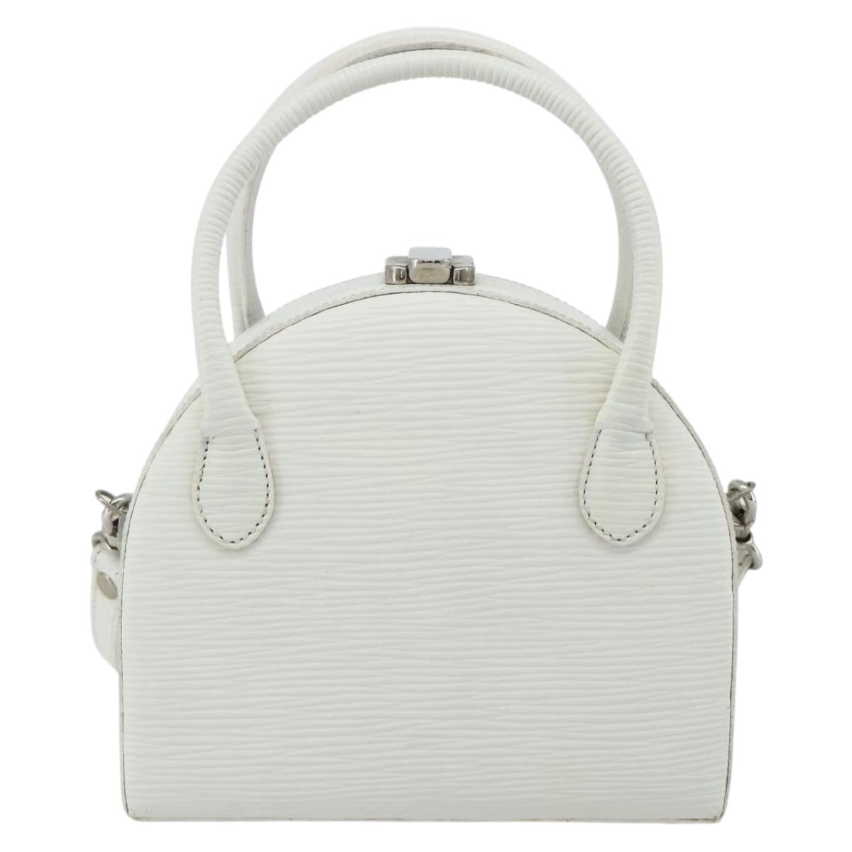 FENDI Top Handle Hand Bag Leather 2way White Silver Auth ka4058