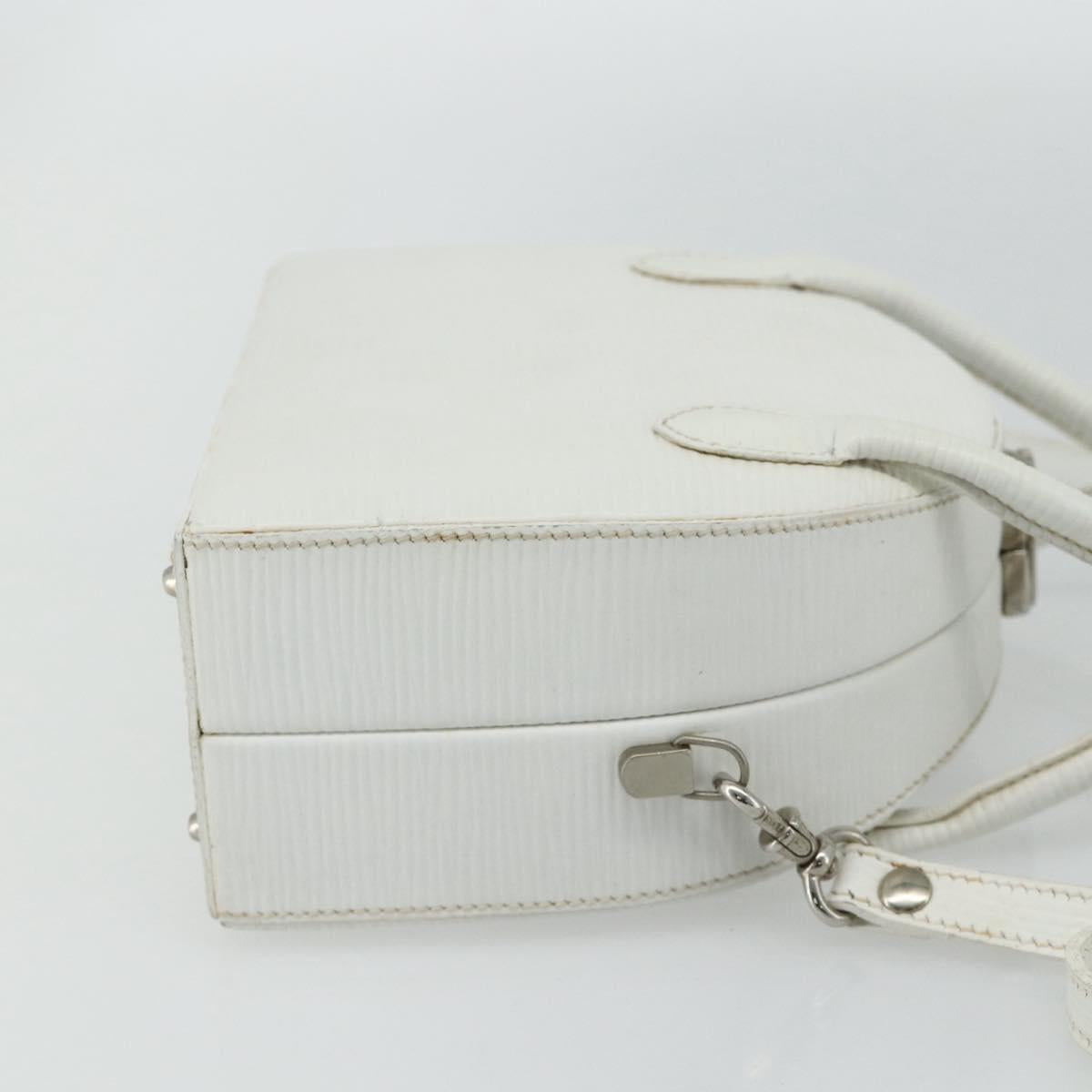 FENDI Top Handle Hand Bag Leather 2way White Silver Auth ka4058