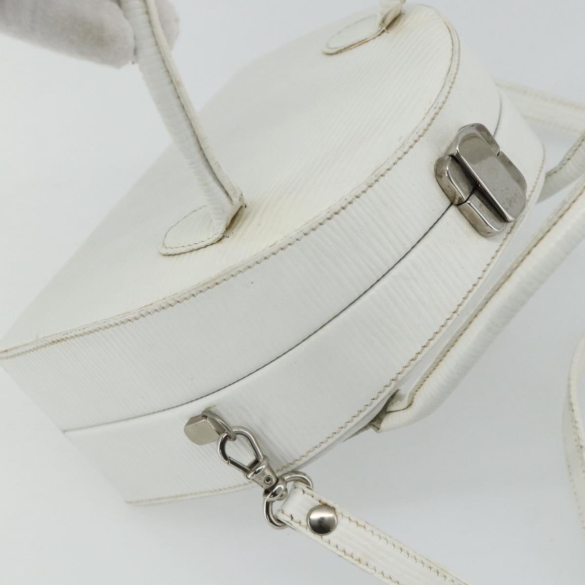 FENDI Top Handle Hand Bag Leather 2way White Silver Auth ka4058