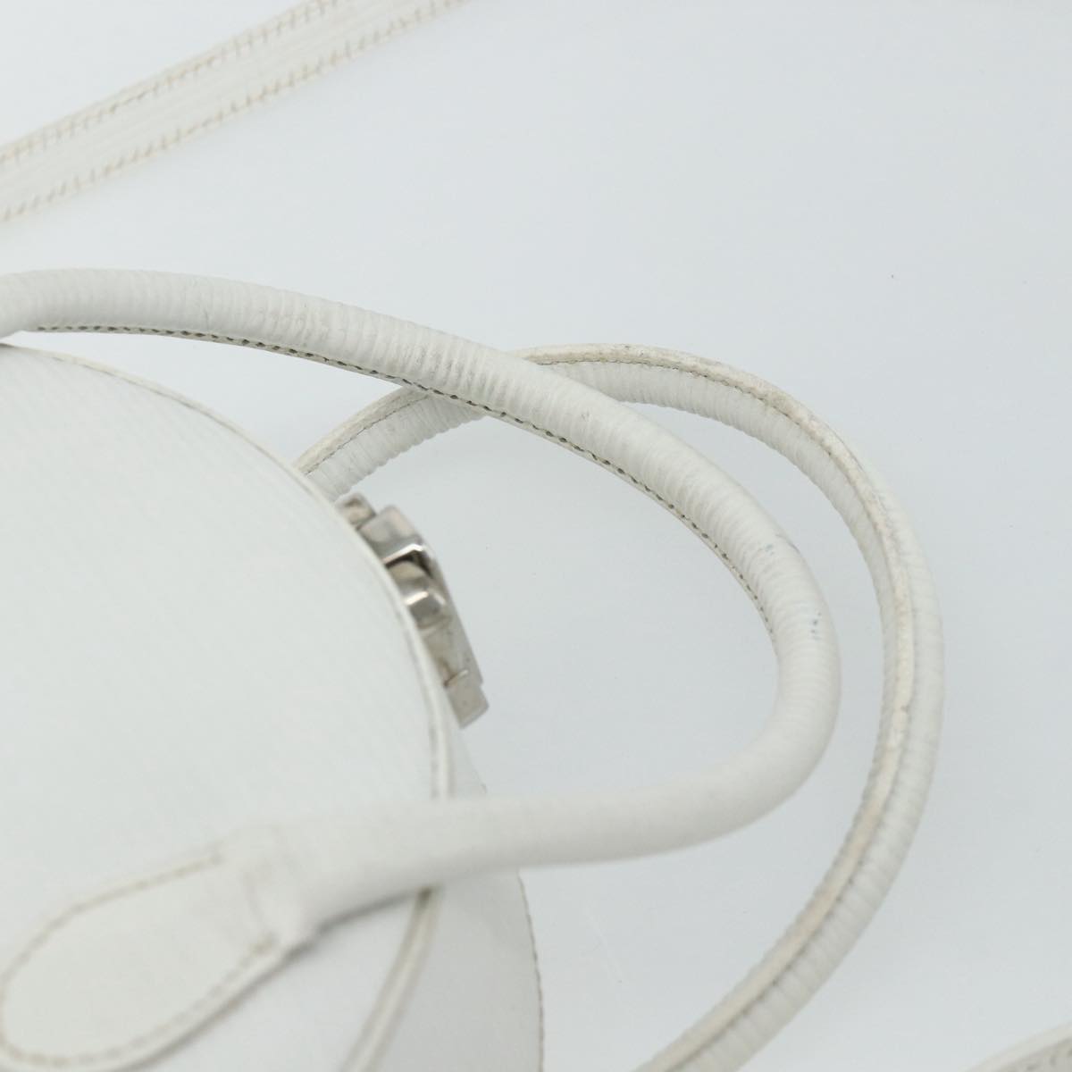 FENDI Top Handle Hand Bag Leather 2way White Silver Auth ka4058