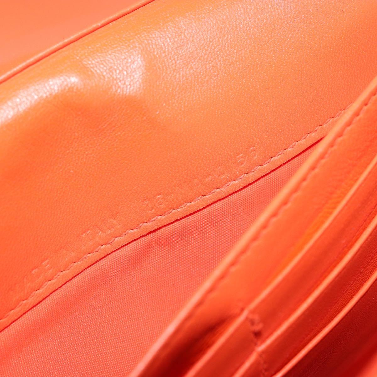 Christian Dior Chain Wallet Diorama Bag Leather Orange Silver Auth ka4061A