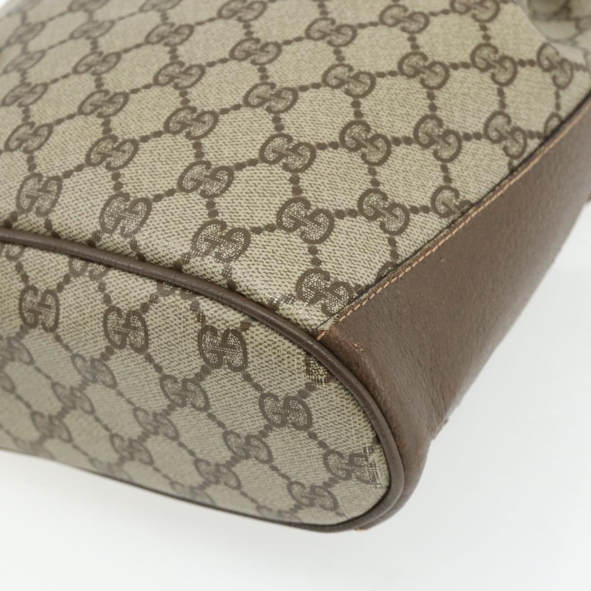 GUCCI GG Supreme Web Sherry Line Shoulder Bag PVC Beige Gold Auth ka4065