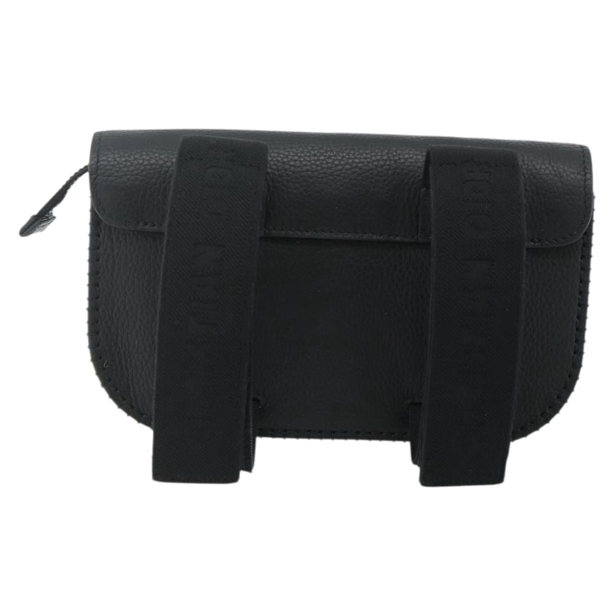 Christian Dior Saddle Arm Pouch Cactus Jack Leather Black Silver Auth ka4066A
