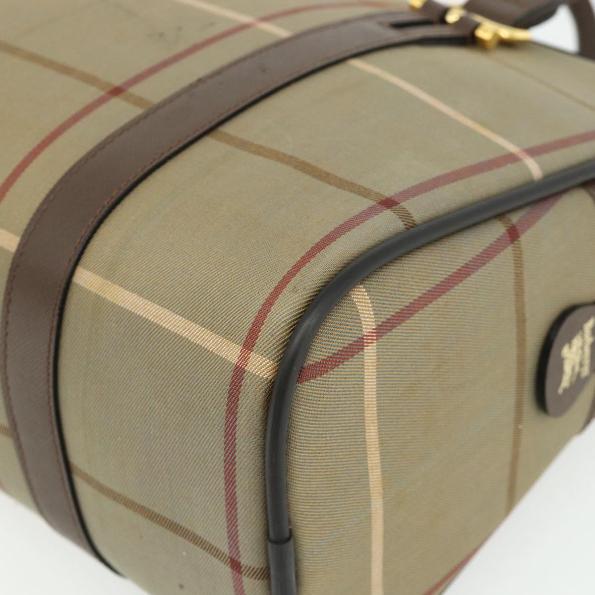 Burberrys Nova Check Hand Bag Canvas Leather Beige Gold Auth ka4067
