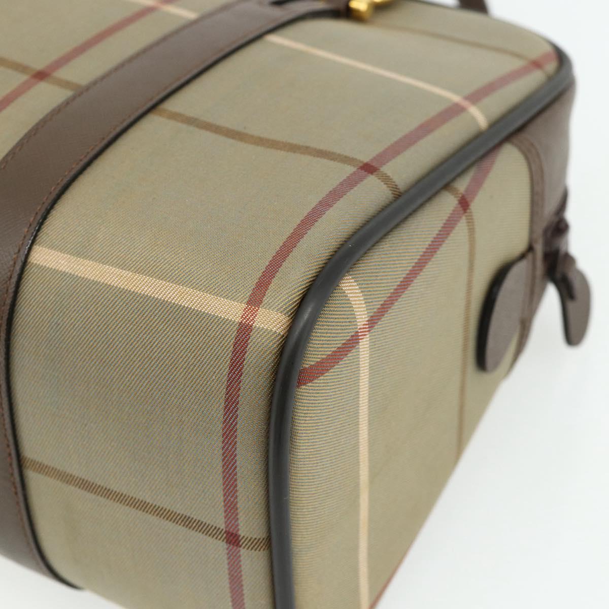 Burberrys Nova Check Hand Bag Canvas Leather Beige Gold Auth ka4067