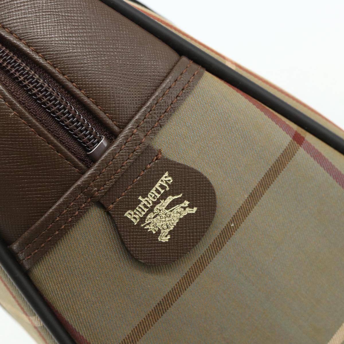 Burberrys Nova Check Hand Bag Canvas Leather Beige Gold Auth ka4067