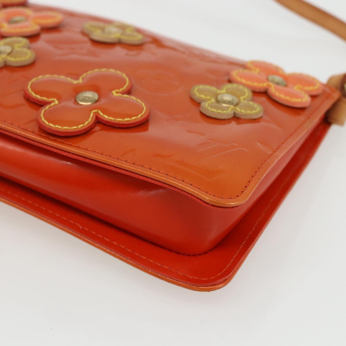 LOUIS VUITTON Monogram Vernis Flower Lexington Pouch Orange M92247 LV Auth ka407