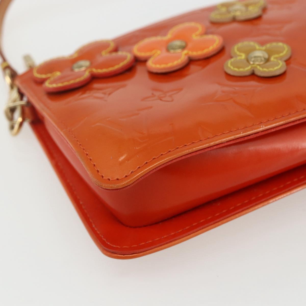 LOUIS VUITTON Monogram Vernis Flower Lexington Pouch Orange M92247 LV Auth ka407