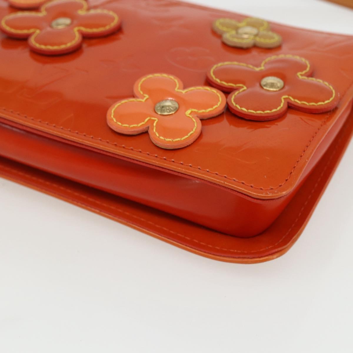 LOUIS VUITTON Monogram Vernis Flower Lexington Pouch Orange M92247 LV Auth ka407