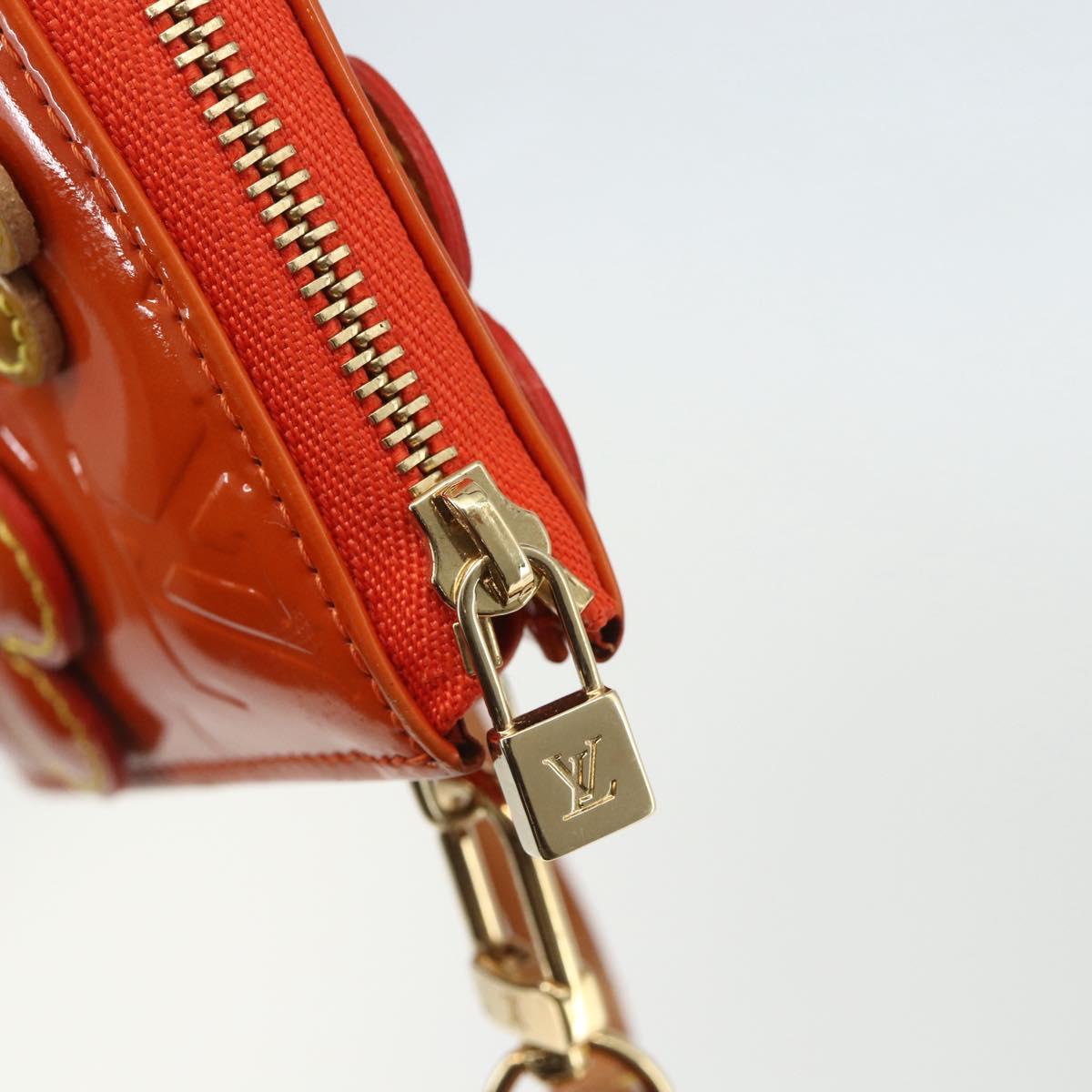 LOUIS VUITTON Monogram Vernis Flower Lexington Pouch Orange M92247 LV Auth ka407