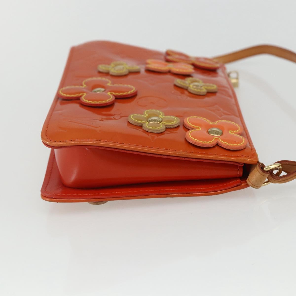 LOUIS VUITTON Monogram Vernis Flower Lexington Pouch Orange M92247 LV Auth ka407