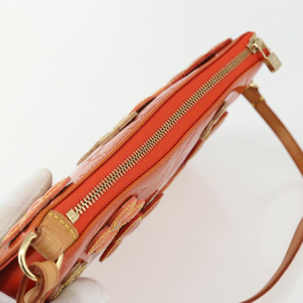 LOUIS VUITTON Monogram Vernis Flower Lexington Pouch Orange M92247 LV Auth ka407