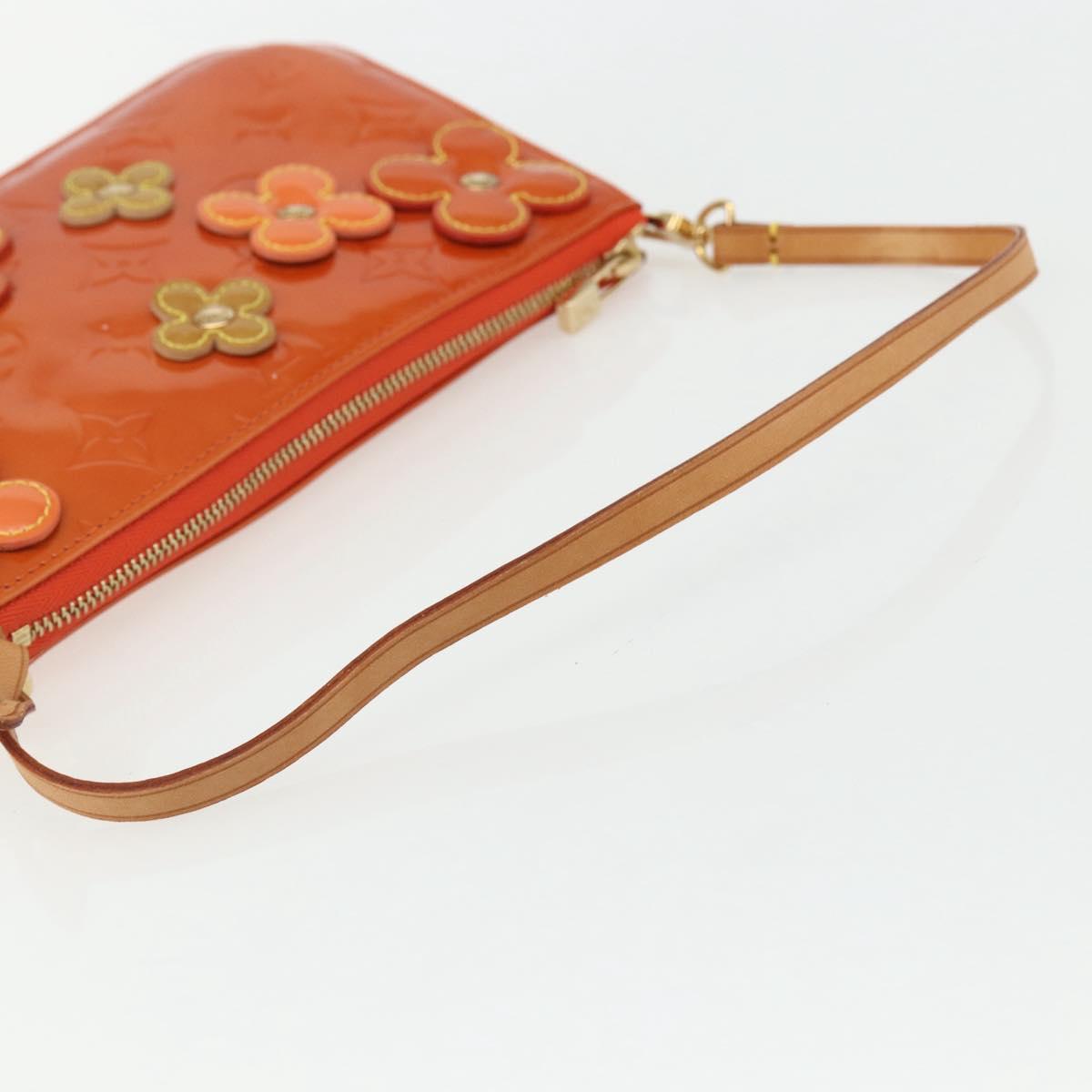 LOUIS VUITTON Monogram Vernis Flower Lexington Pouch Orange M92247 LV Auth ka407