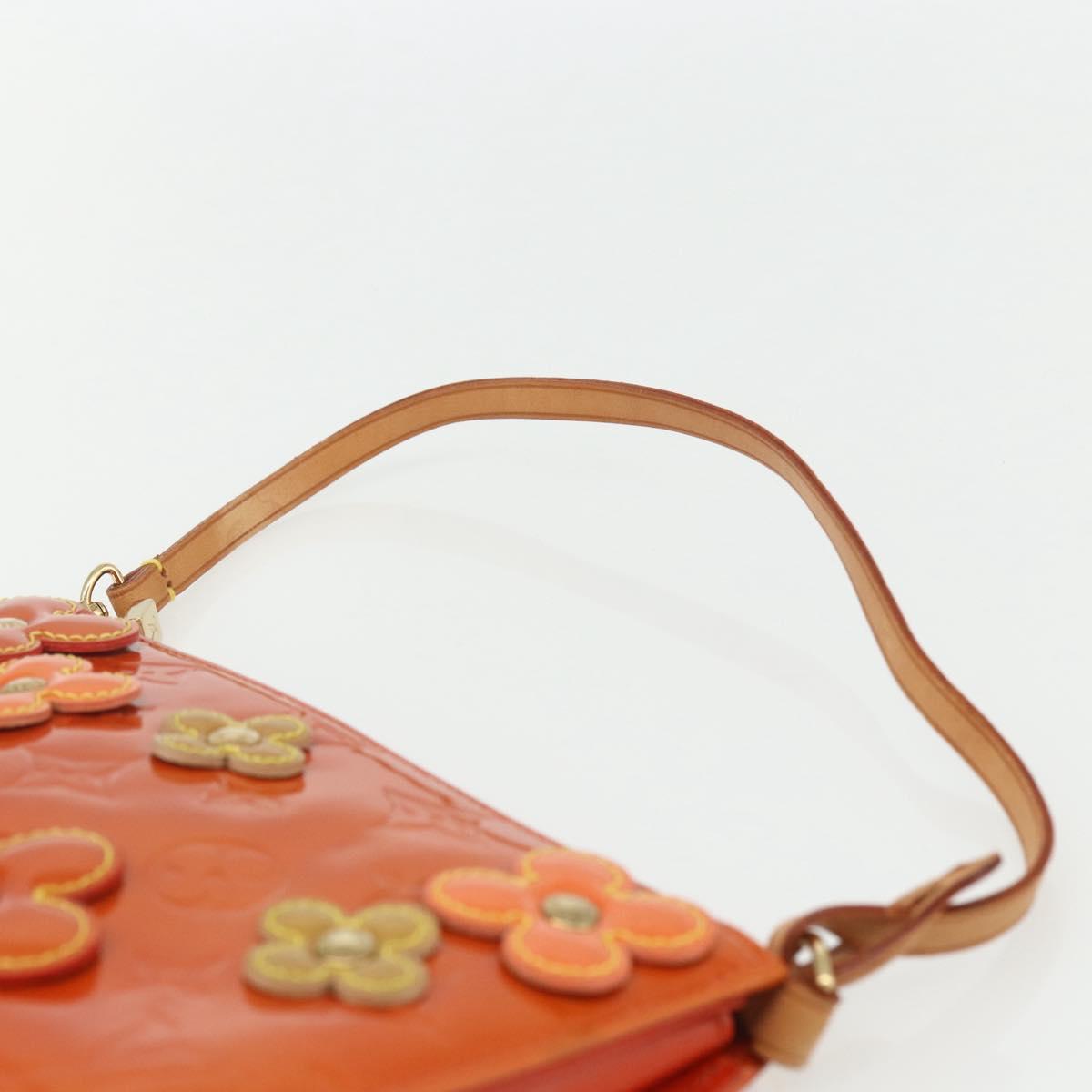 LOUIS VUITTON Monogram Vernis Flower Lexington Pouch Orange M92247 LV Auth ka407