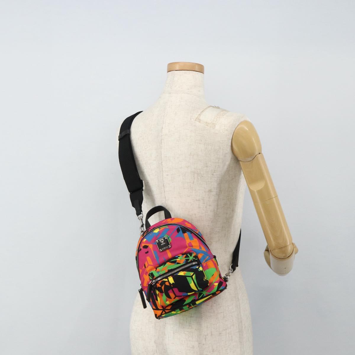 MCM Shoulder Bag Nylon Multicolor Silver Auth ka4070A