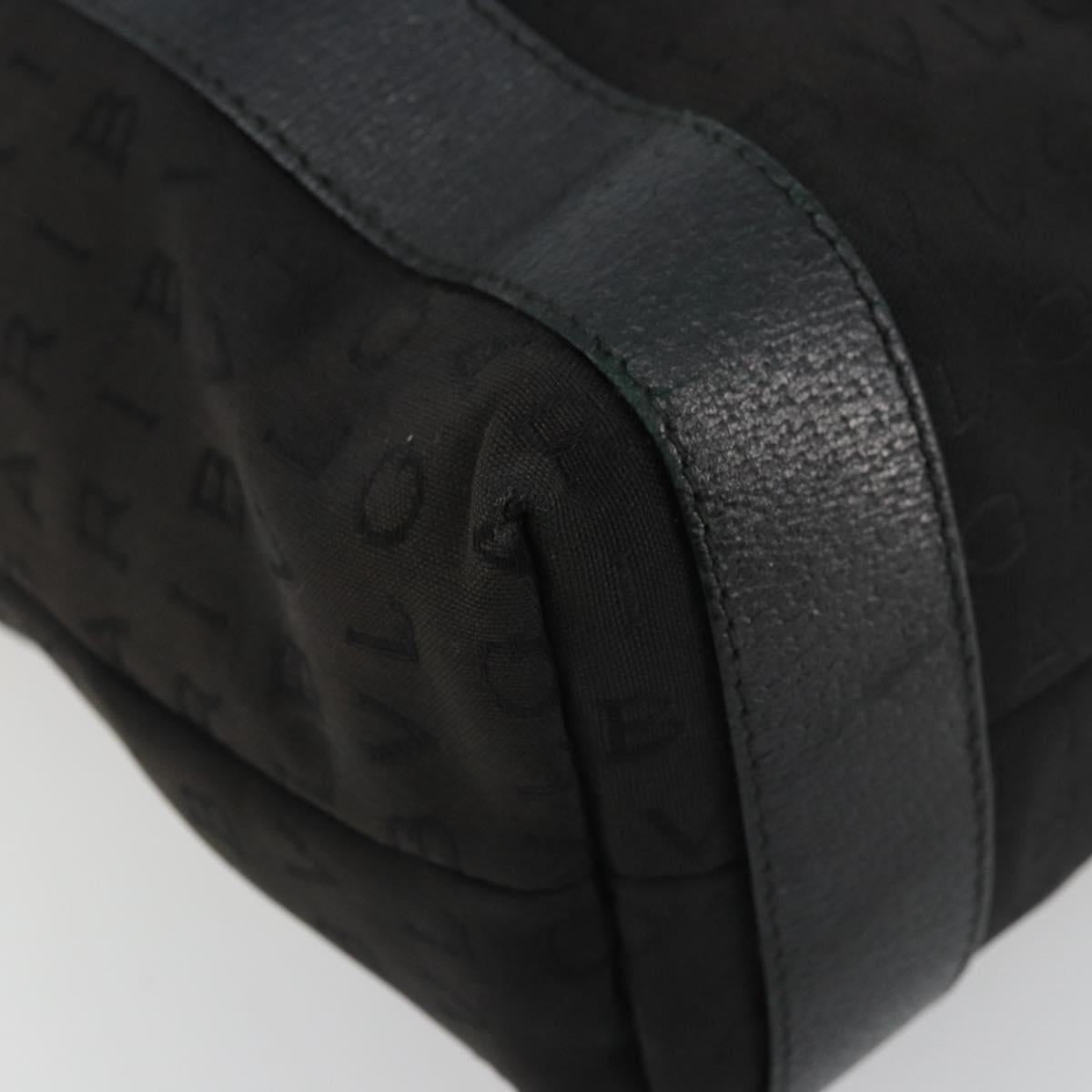 BVLGARI Tote Bag Canvas Leather Black Silver Auth ka4072
