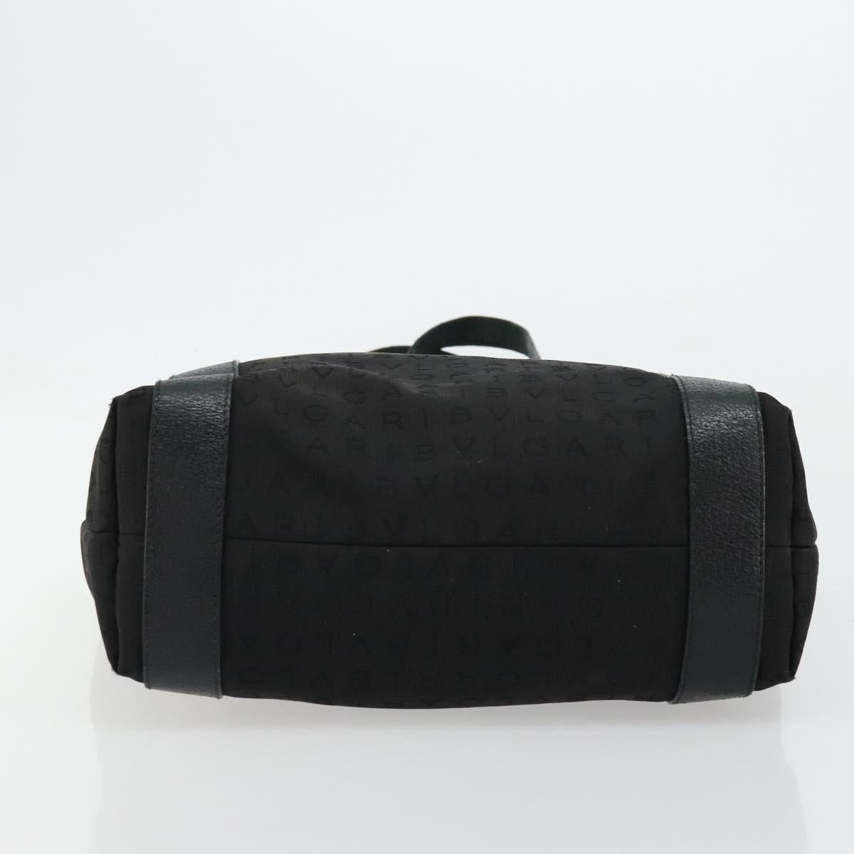 BVLGARI Tote Bag Canvas Leather Black Silver Auth ka4072