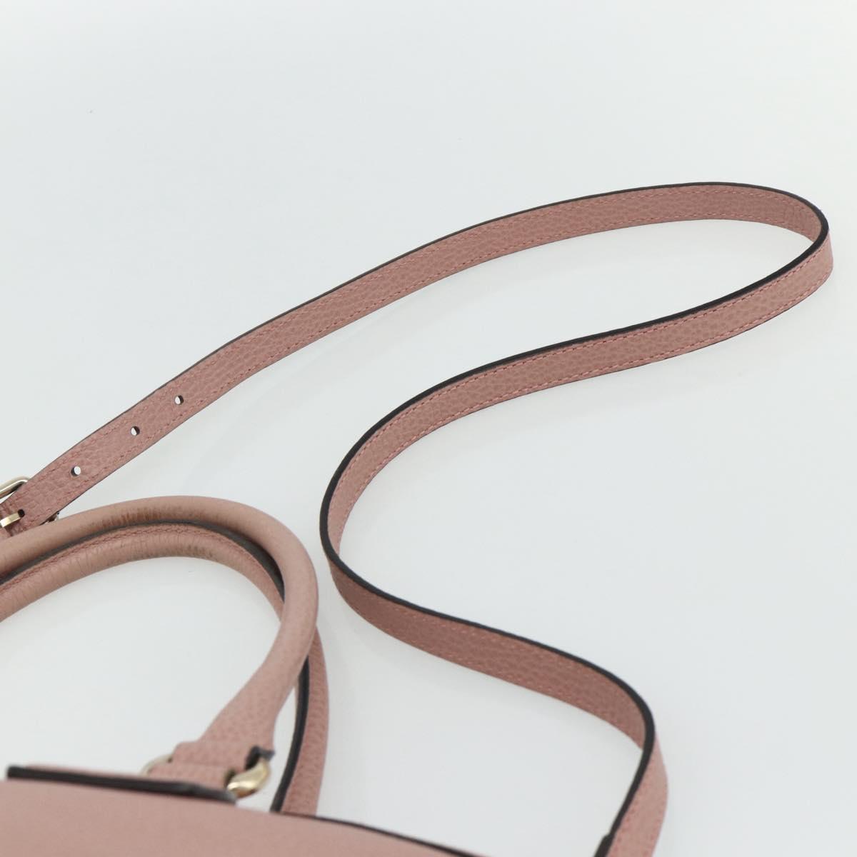 GUCCI Interlocking Hand Bag Leather Outlet 2way Pink Gold 449651 Auth ka4075