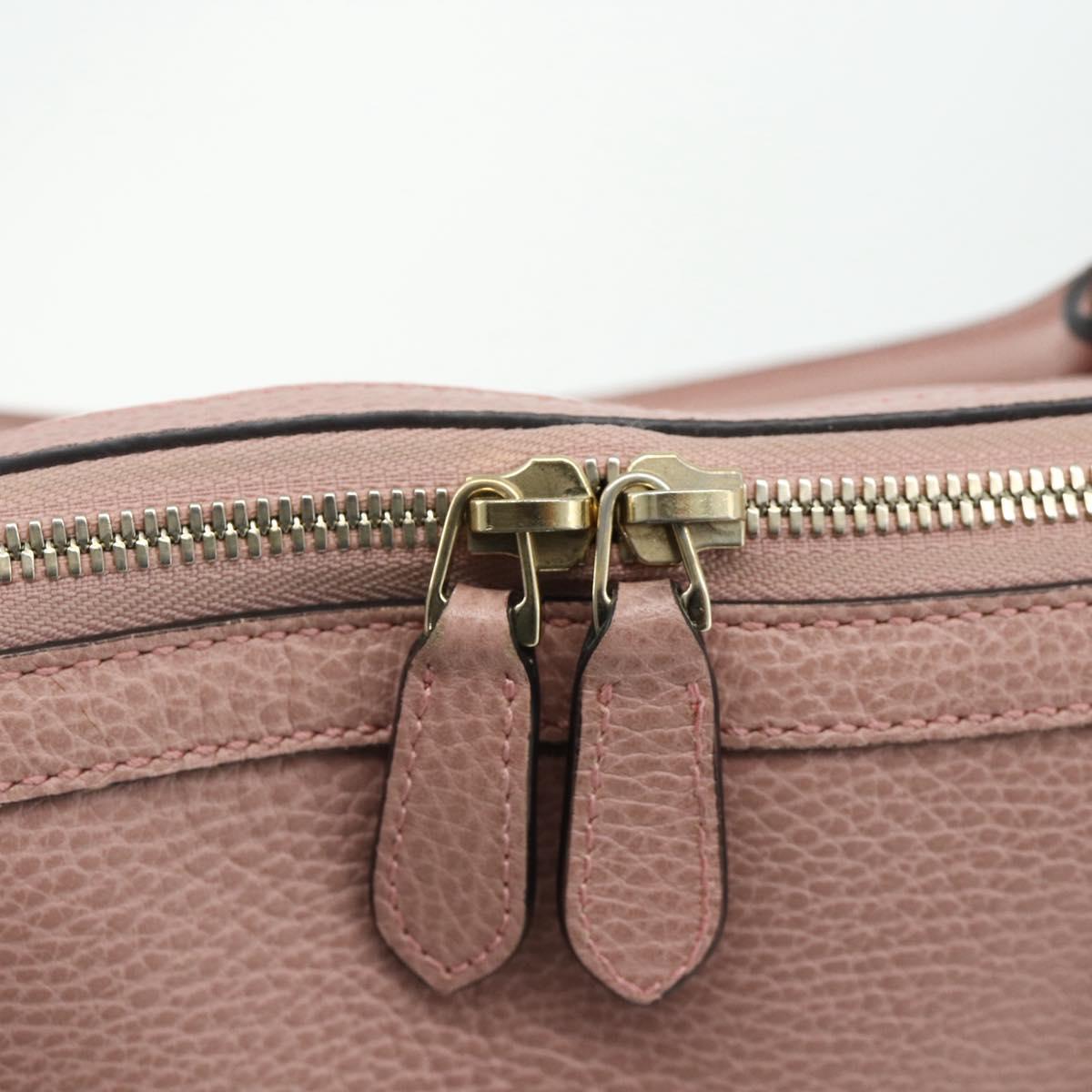 GUCCI Interlocking Hand Bag Leather Outlet 2way Pink Gold 449651 Auth ka4075