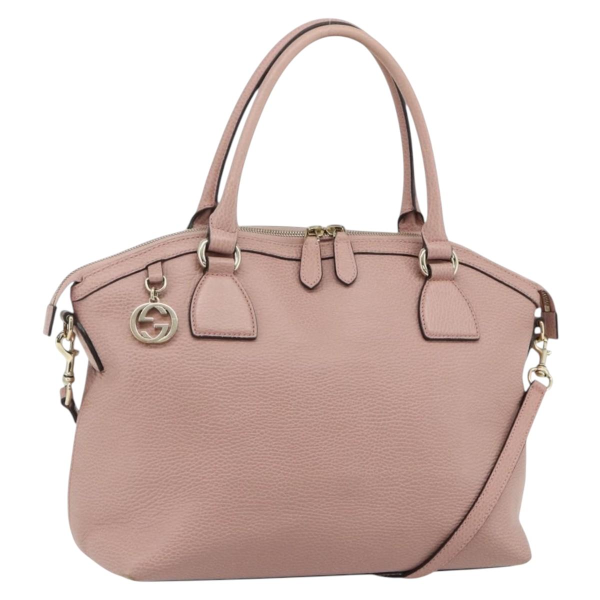 GUCCI Interlocking Hand Bag Leather Outlet 2way Pink Gold 449651 Auth ka4075
