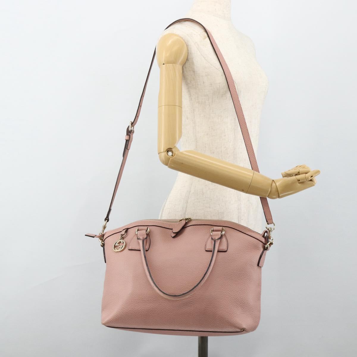 GUCCI Interlocking Hand Bag Leather Outlet 2way Pink Gold 449651 Auth ka4075