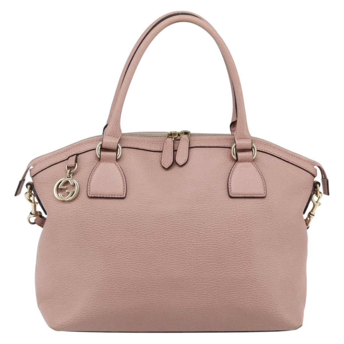 GUCCI Interlocking Hand Bag Leather Outlet 2way Pink Gold 449651 Auth ka4075