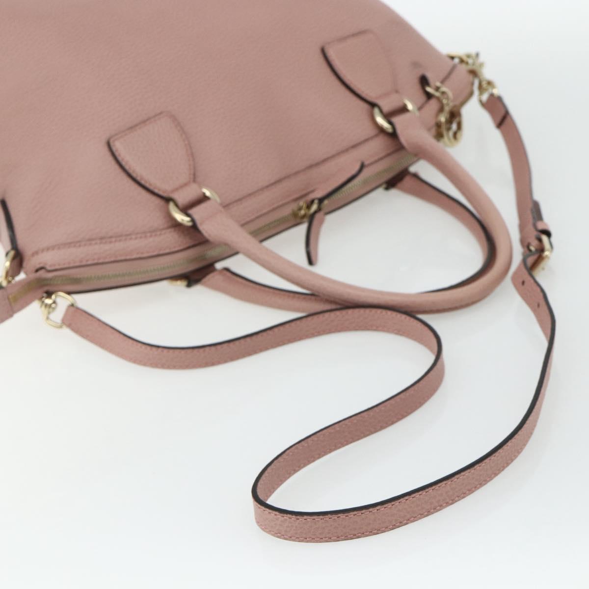 GUCCI Interlocking Hand Bag Leather Outlet 2way Pink Gold 449651 Auth ka4075
