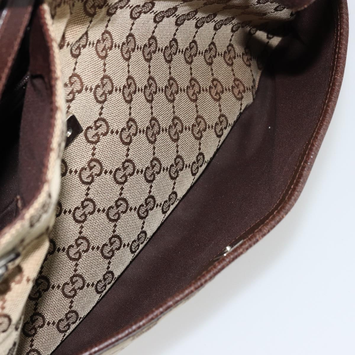 GUCCI GG Canvas Hand Bag Silver Beige 121023 Auth ka4077A