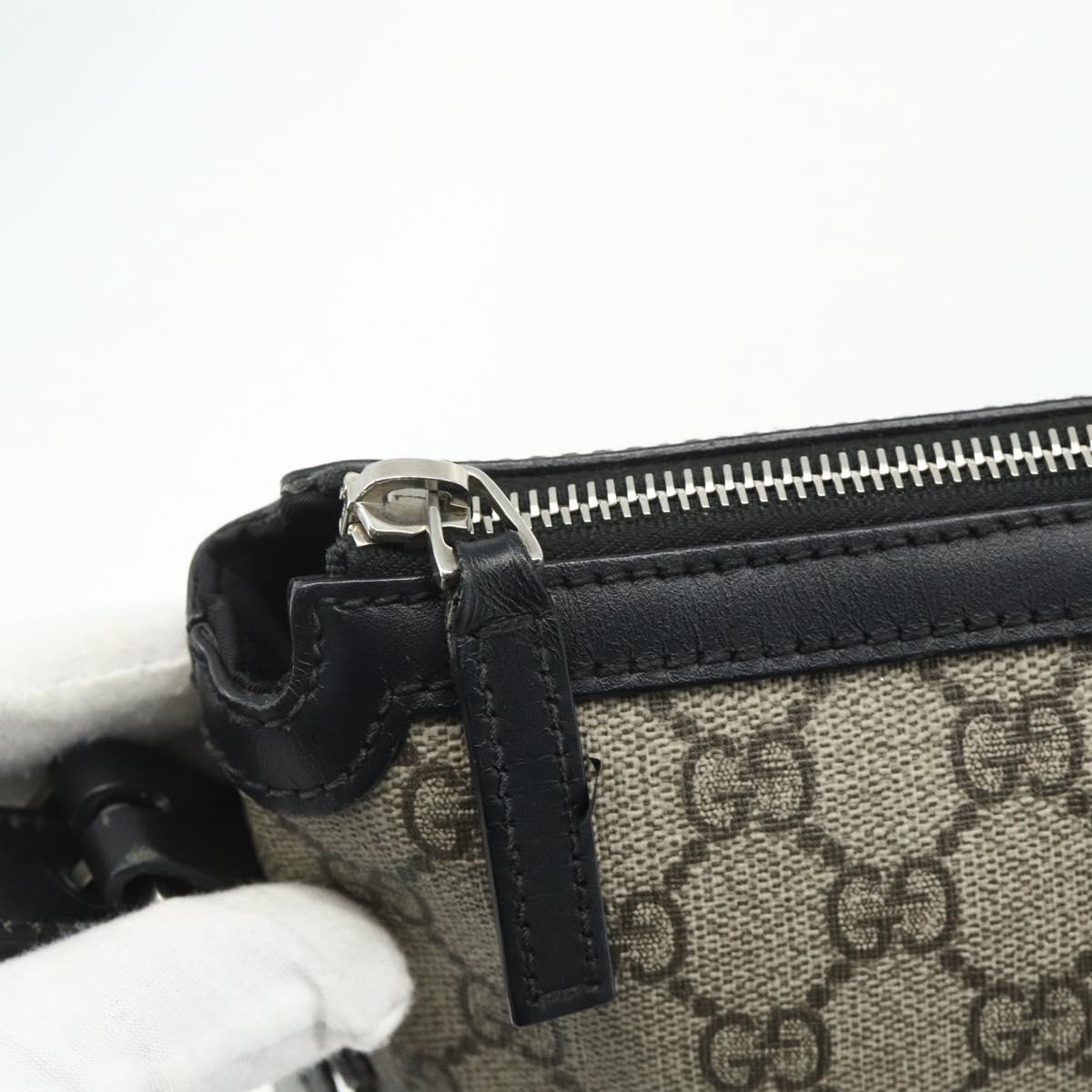 GUCCI GG Supreme Web Sherry Line Bag PVC Beige Silver 387111 Auth ka4079