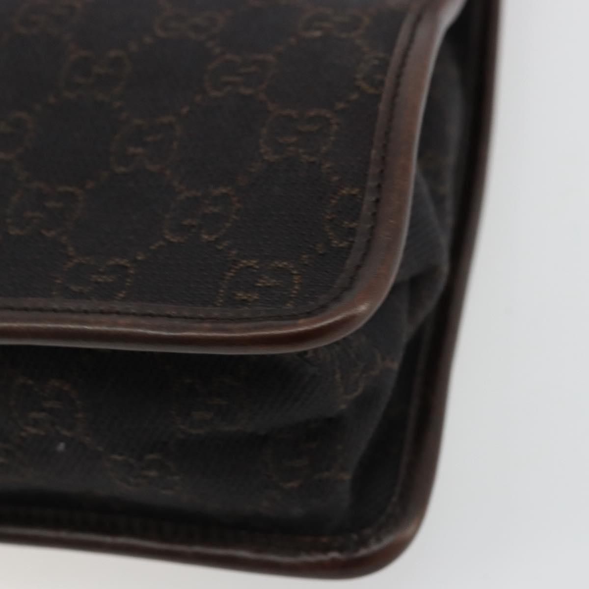 GUCCI GG Canvas Shoulder Bag Outlet Brown Silver 91762 Auth ka4080A