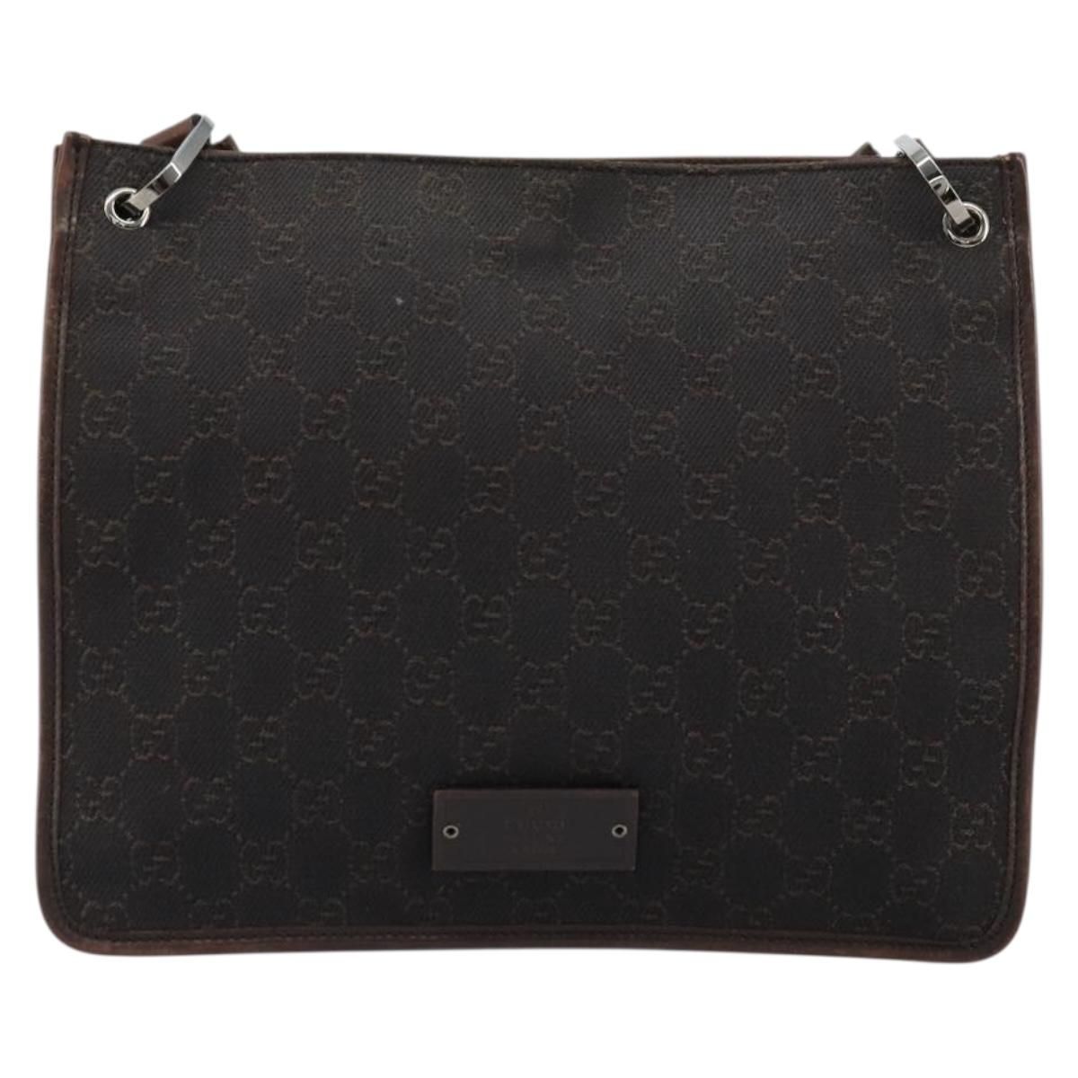GUCCI GG Canvas Shoulder Bag Outlet Brown Silver 91762 Auth ka4080A