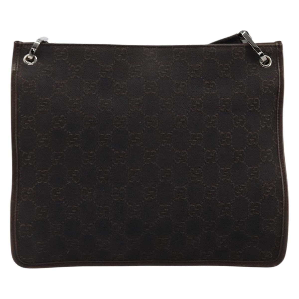 GUCCI GG Canvas Shoulder Bag Outlet Brown Silver 91762 Auth ka4080A