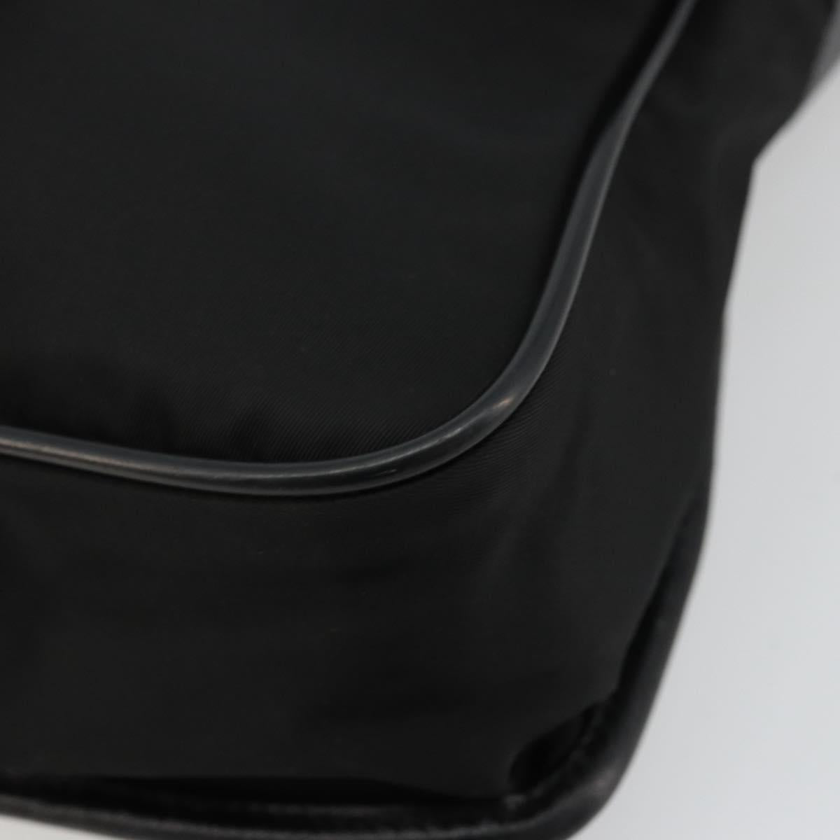PRADA Shoulder Bag Nylon Leather Black Silver Auth ka4087