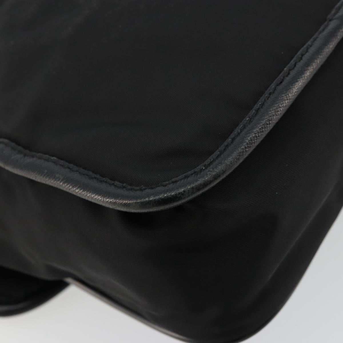 PRADA Shoulder Bag Nylon Leather Black Silver Auth ka4087