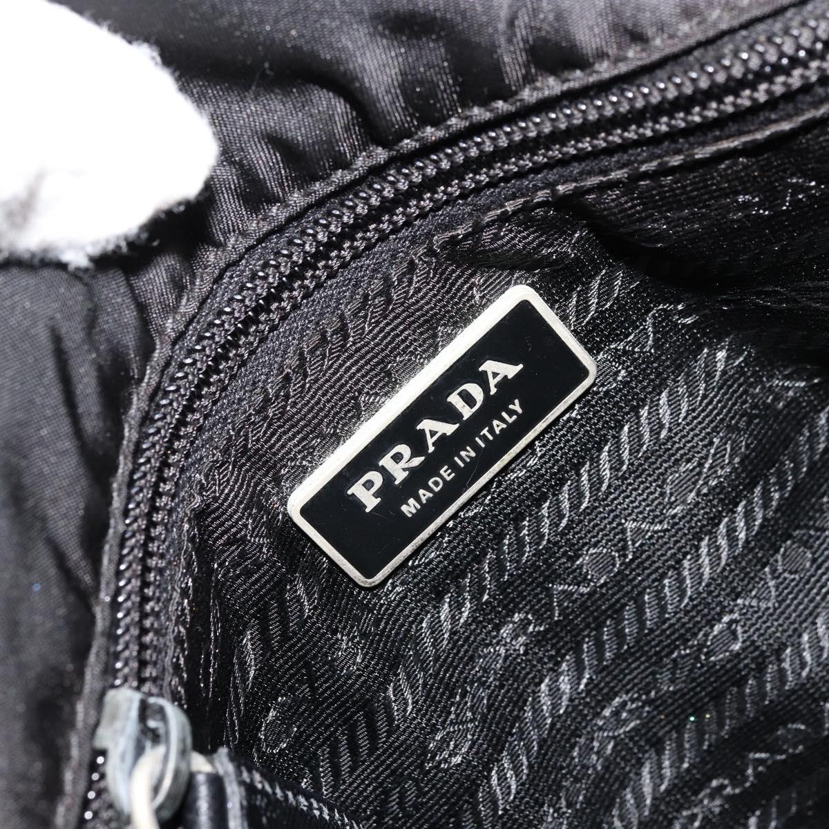 PRADA Shoulder Bag Nylon Leather Black Silver Auth ka4087