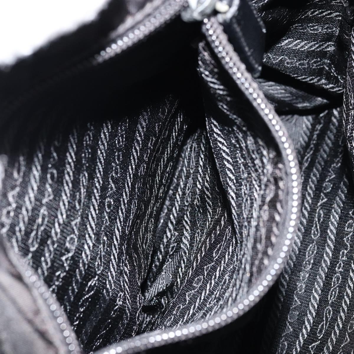 PRADA Shoulder Bag Nylon Leather Black Silver Auth ka4087