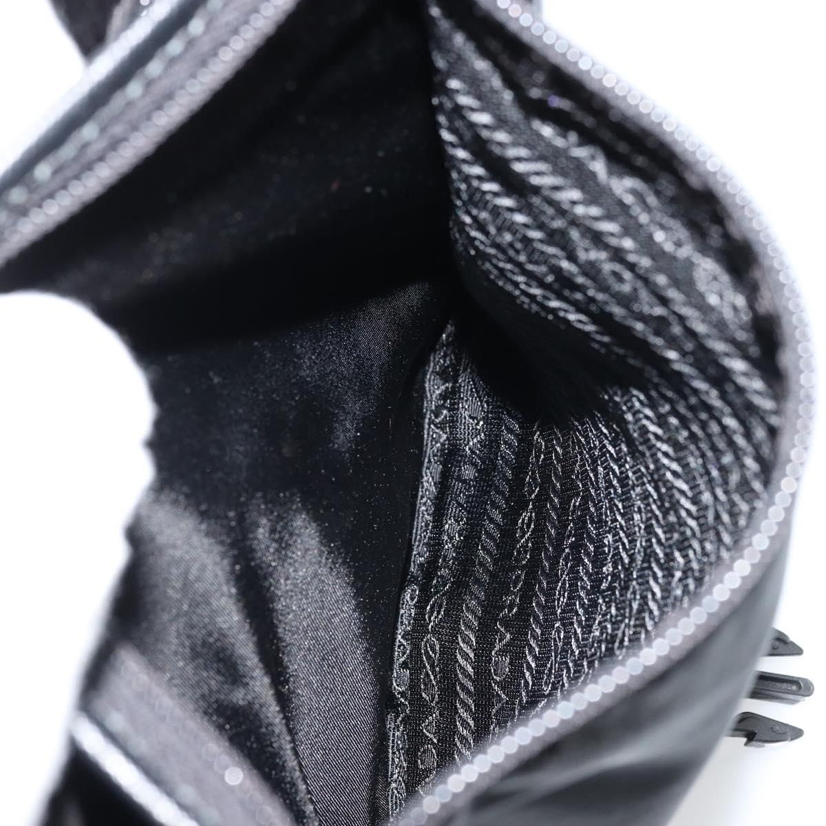 PRADA Shoulder Bag Nylon Leather Black Silver Auth ka4087