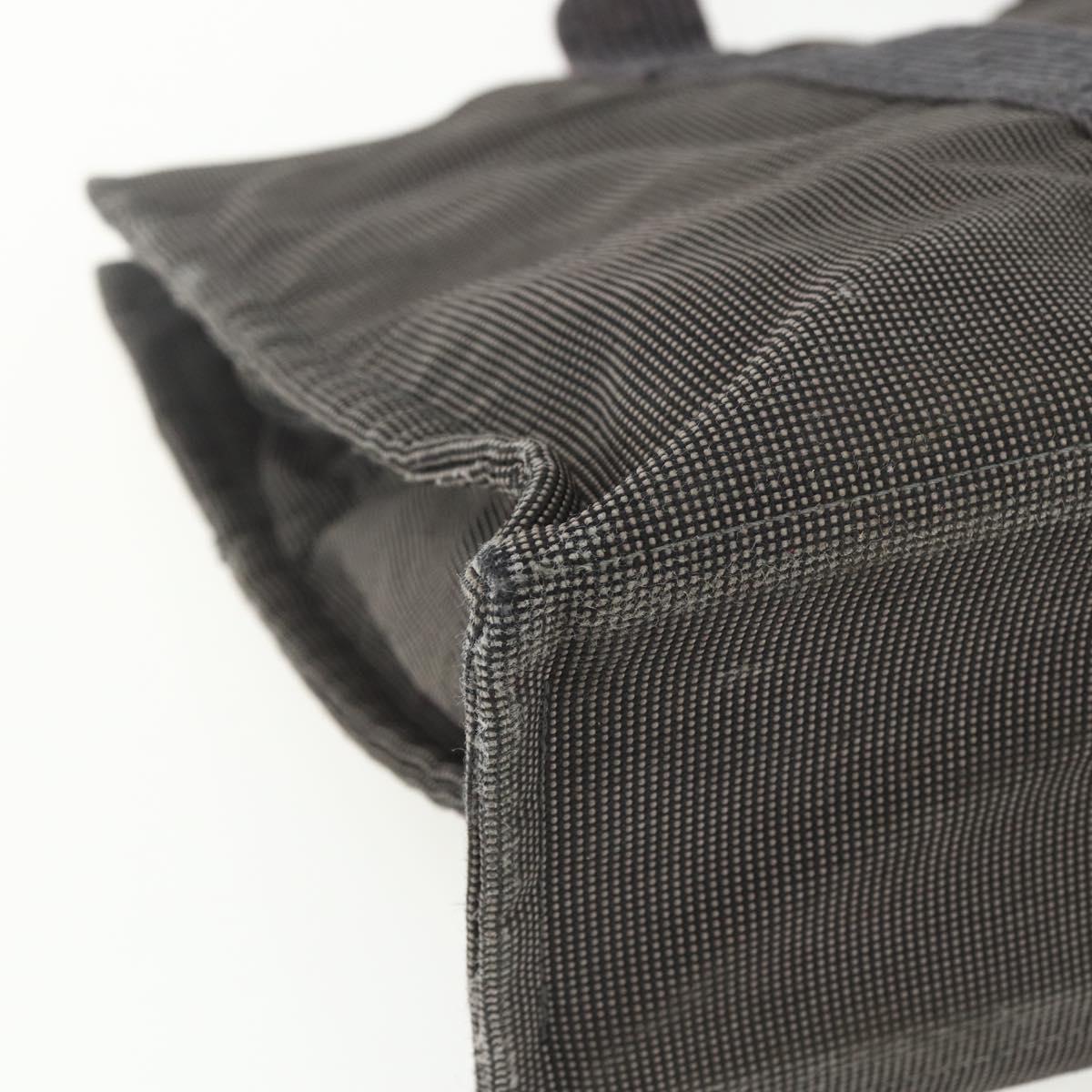 HERMES Her Line MM Hand Bag Canvas Gray Silver Auth ka409