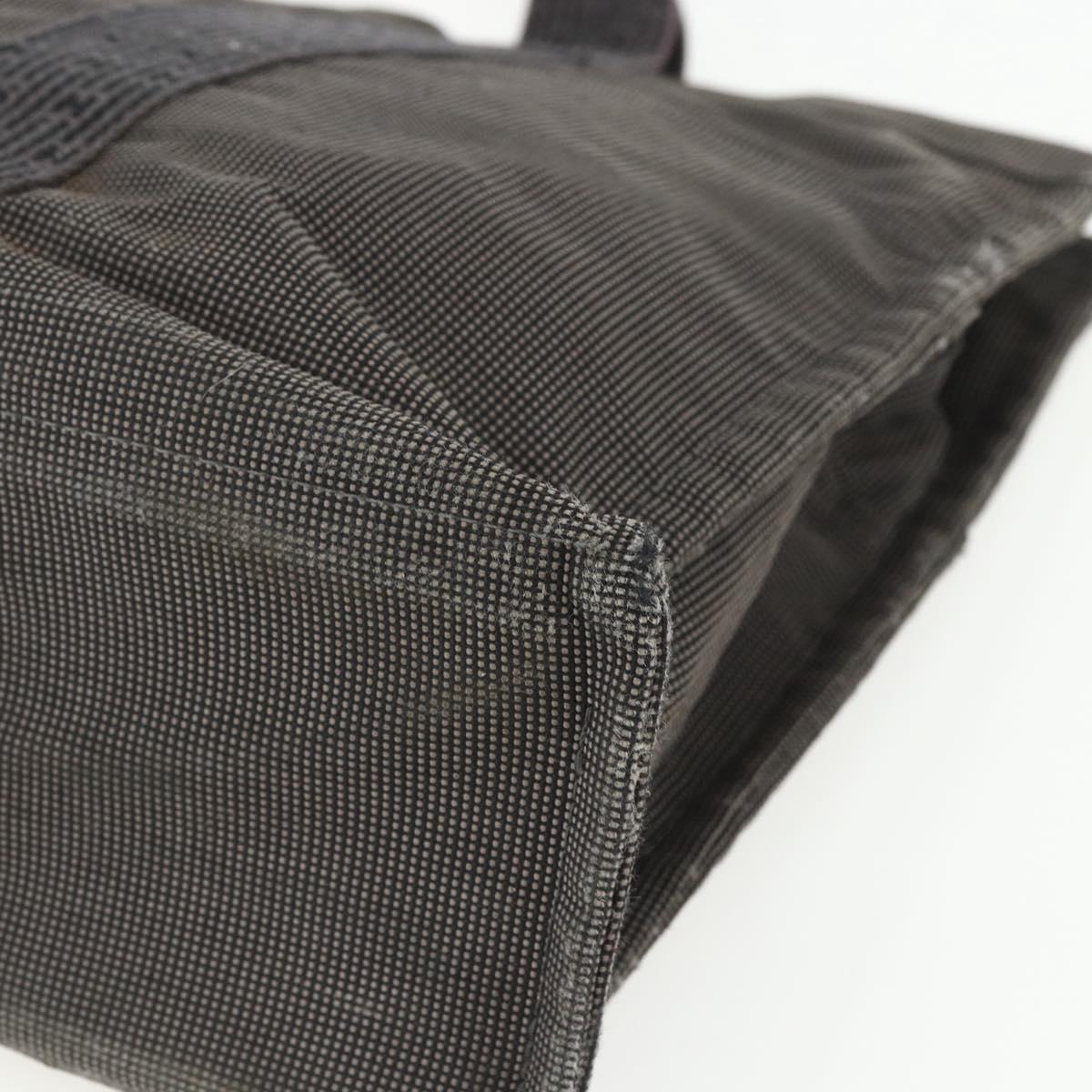 HERMES Her Line MM Hand Bag Canvas Gray Silver Auth ka409