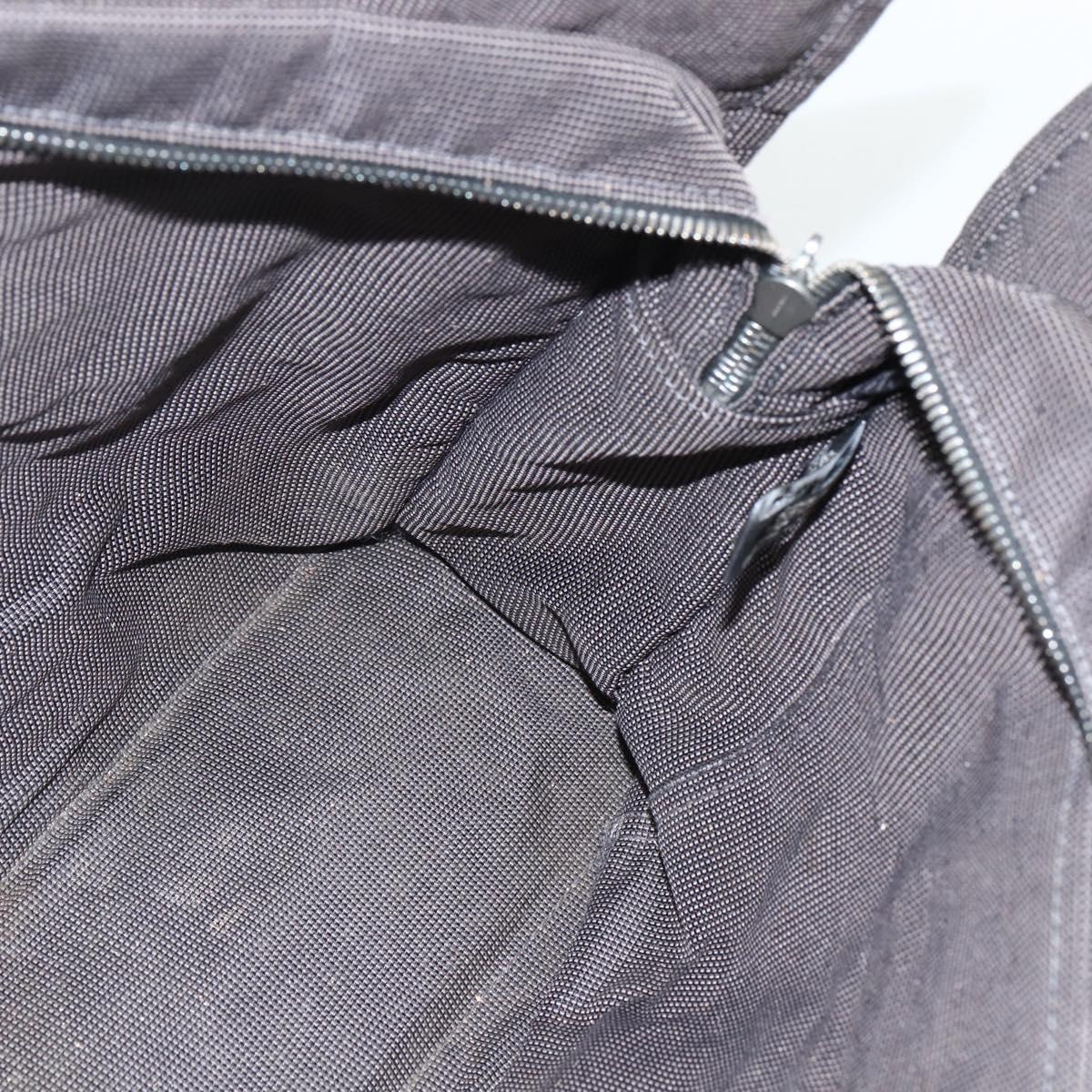 HERMES Her Line MM Hand Bag Canvas Gray Silver Auth ka409